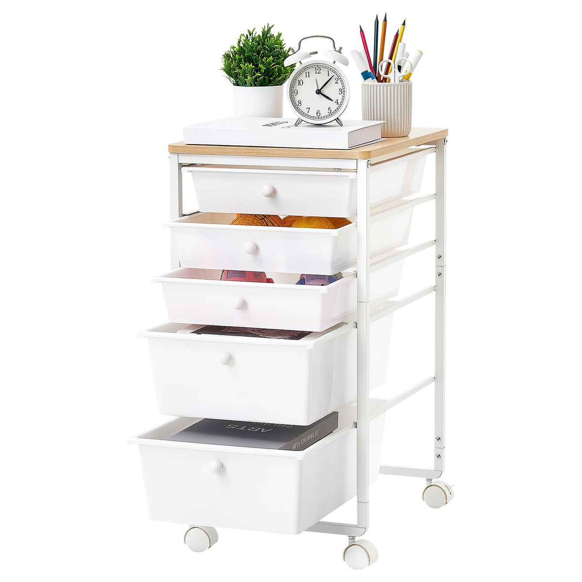 VEVOR Rolling Cart with Drawers, 10 Drawer Storage Organizer, Mobile Utility Cart with Steel Frame, Universal Casters & 2 Brakes, Great for Office, Classroom, Craft Tools, Garage, Studio, Rainbow