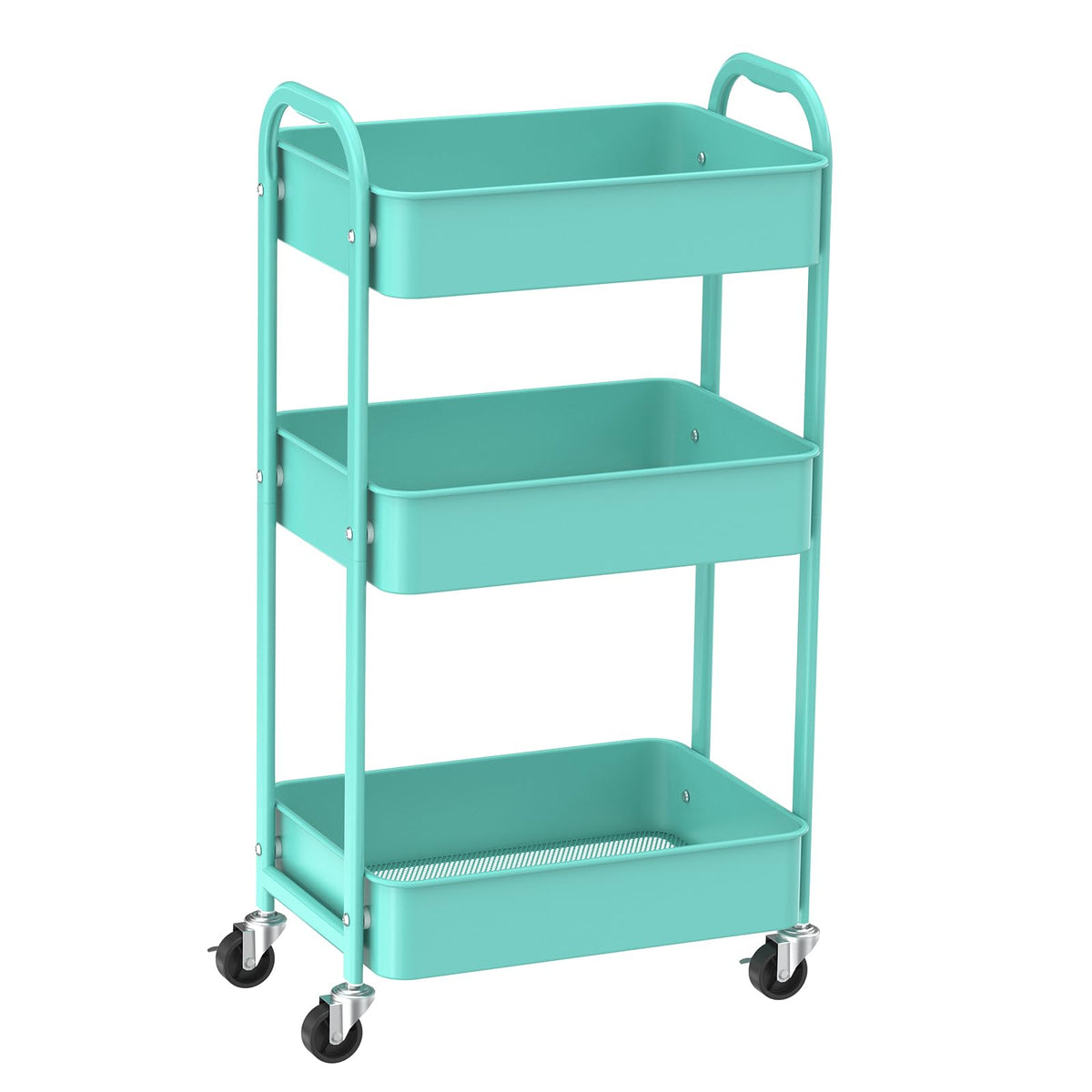 3-Tier Rolling Utility Cart with Caster Wheels Easy Assembly, Black