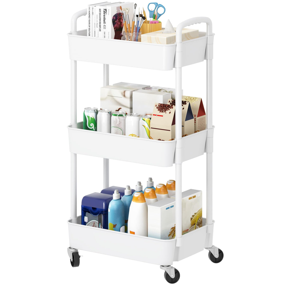 5 Tier Rolling Cart with Wheels,Utility Storage Carts,Black