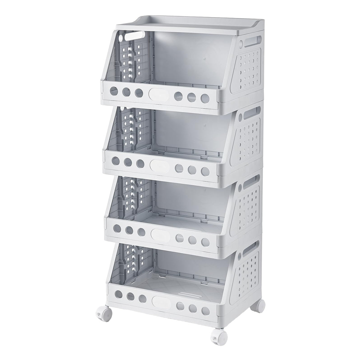 UFORU 4 Tier Rolling Storage Cart,Plastic Open Storage Basket with Wheels