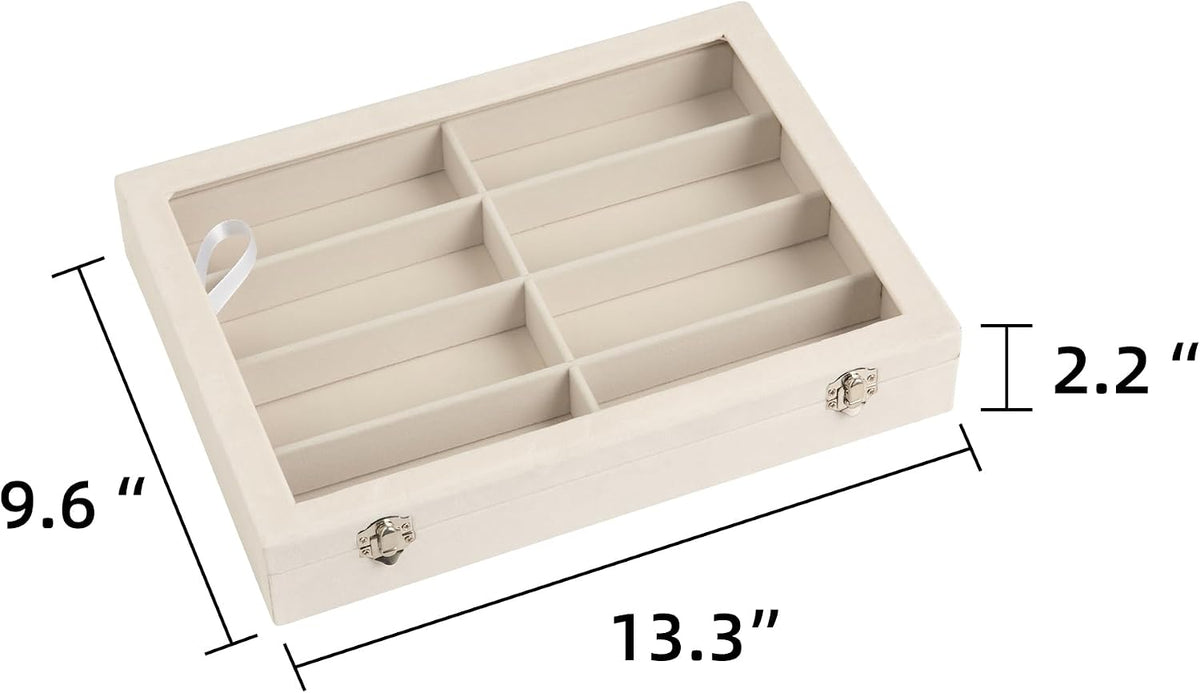 Frebeauty 8-Slot Sunglass Organizer,Velvet Sunglass Holder for Drawer