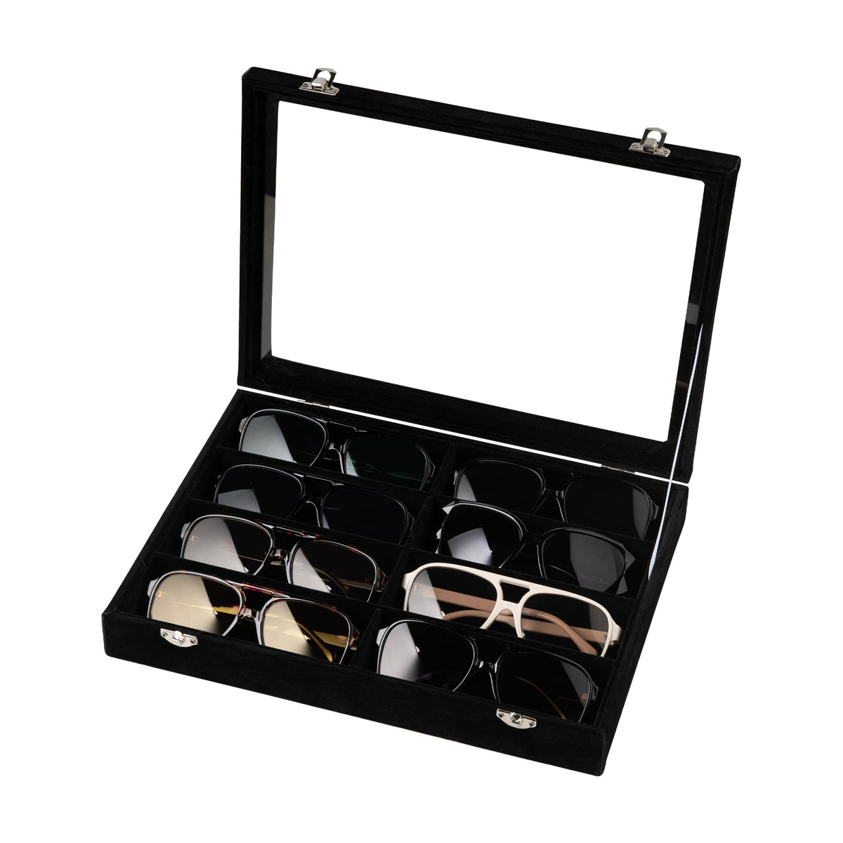 Frebeauty 8-Slot Sunglass Organizer,Velvet Sunglass Holder for Drawer