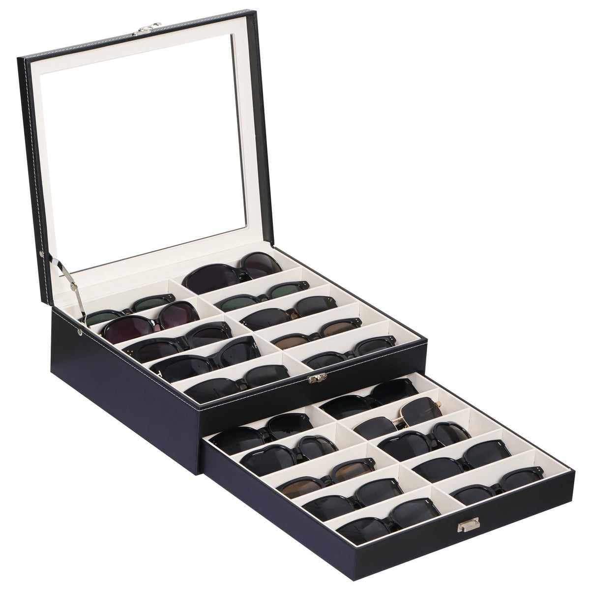 AUTOARK Large Sunglasses Organizer Case,10 Slot,Black,MKAW-111