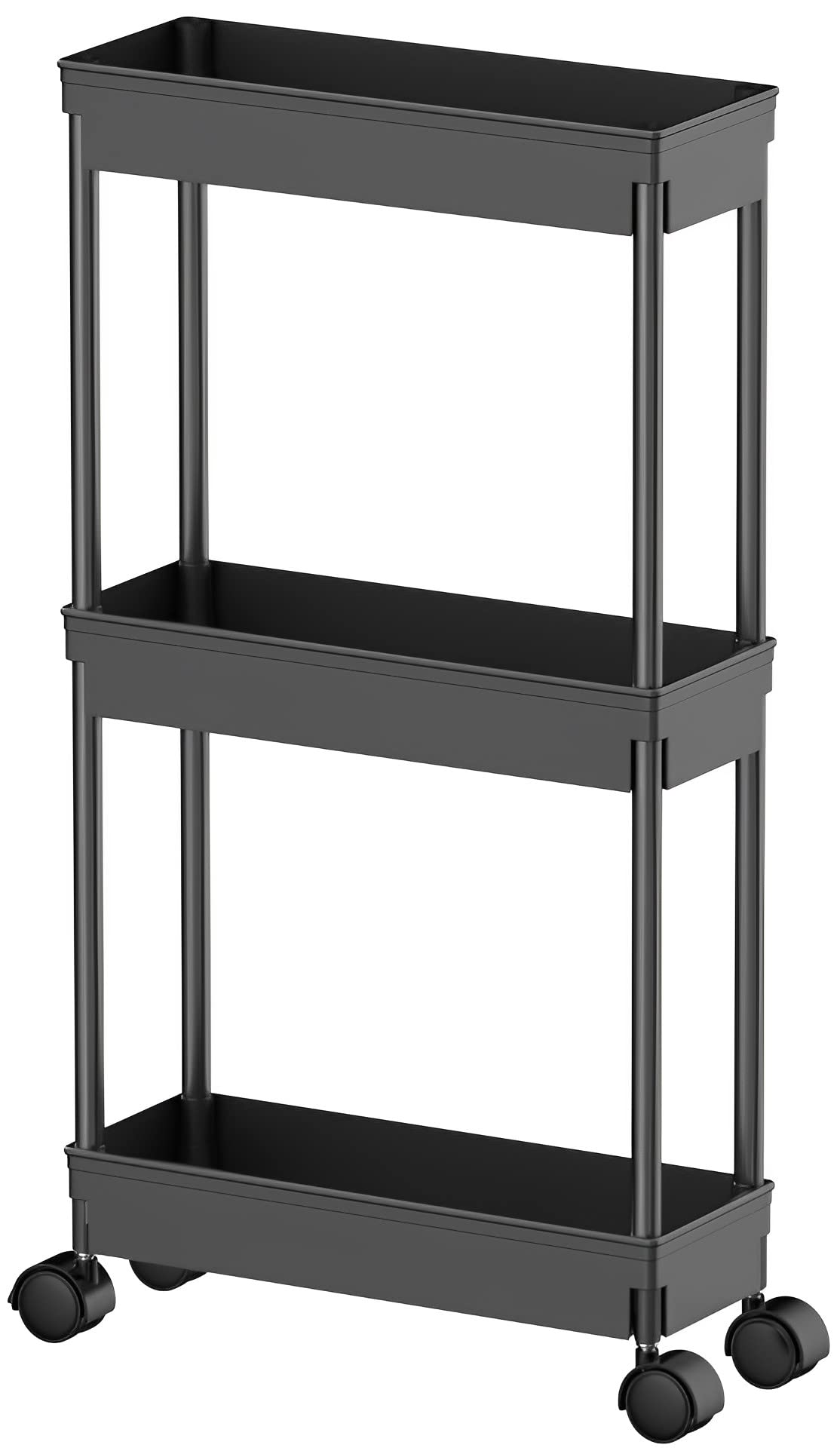 Sooyee Slim Clear 3-Tier Plastic Rolling Utility Cart with Wheels