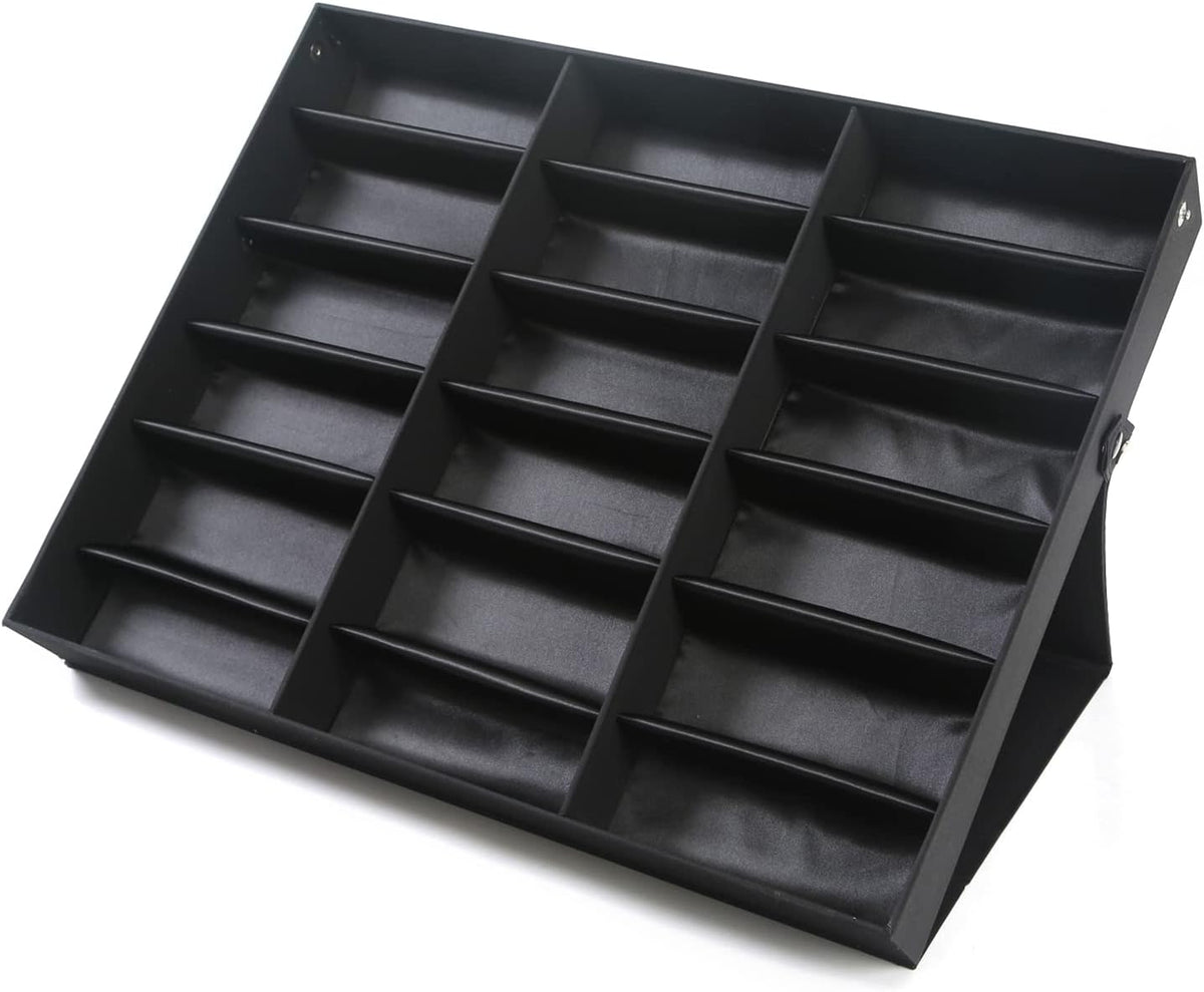 Sunglasses Organizer Box, 18 Slot Display Sunglasses Case, Multiple Glasses Tray Rectangular Watches Organizer Box Stand, Storage Eyeglasses Holder for Homes Store Offices