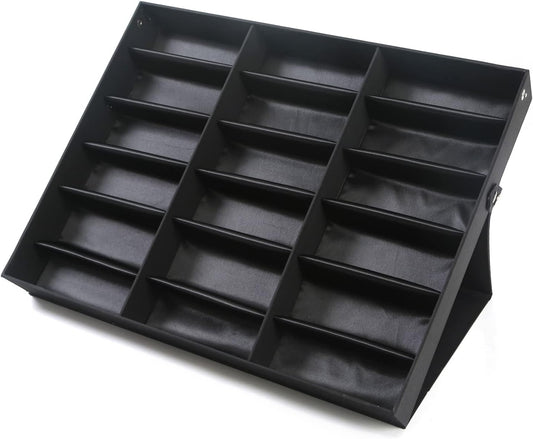 Sunglasses Organizer Box, 18 Slot Display Sunglasses Case, Multiple Glasses Tray Rectangular Watches Organizer Box Stand, Storage Eyeglasses Holder for Homes Store Offices
