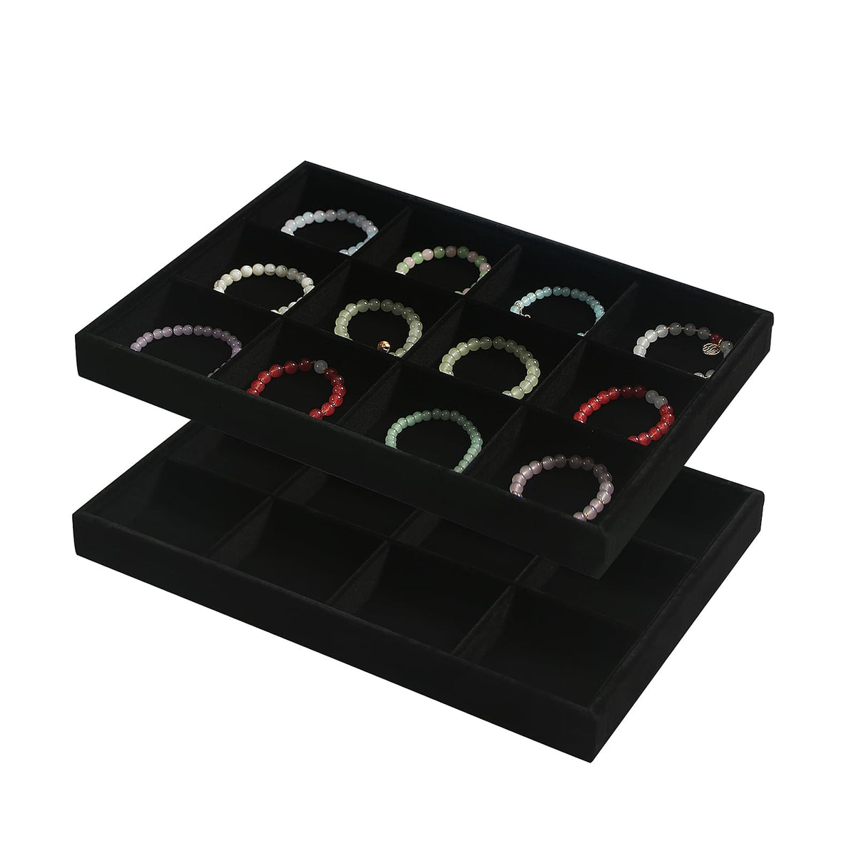 Coward Sunglass Organizer, Beige Velvet Glasses Trays - Eyeglasses Watches Jewelry Display - Men Women (8 Grids)