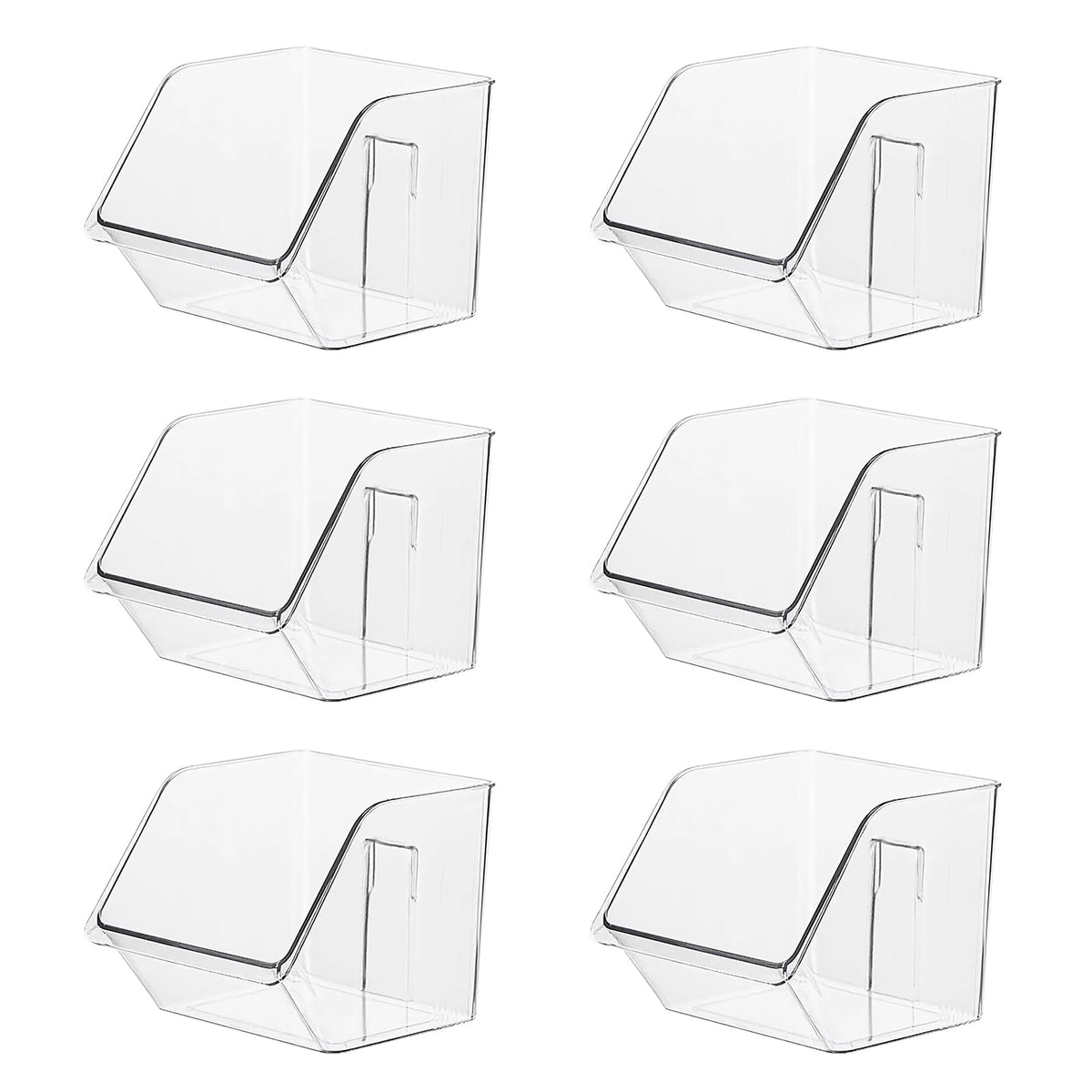 3-Pack Small Clear Acrylic Wall Mounted Storage Baskets, Adhesive Wall Mounted Storage Bins for Cabinet, Kitchen, Pantry, Bathroom