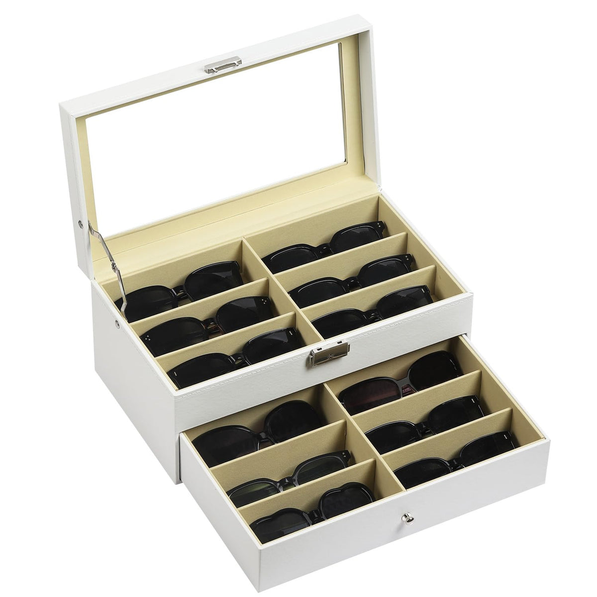 AUTOARK Leather 12 Piece Sunglass Storage Display Case,Black,AW-023