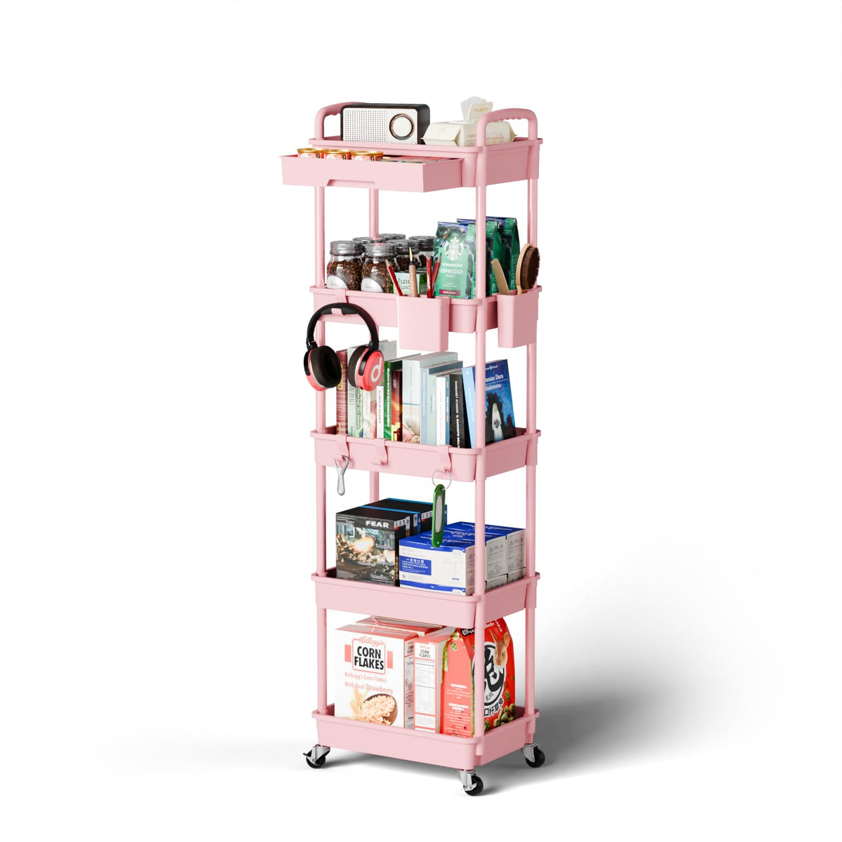 Sorgion 3 Tier Rolling Cart Organizer,Laundry Room Bathroom Organizers and Storage Office Shelves Mobile Shelving Unit Kitchen Trolley Cart with Wheels for Art,Craft,Diaper,Bedside,Snack(Green)