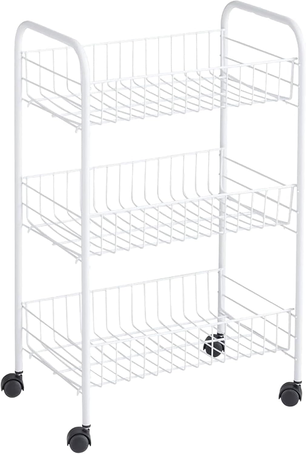 Rubbermaid 3-Tier Wheeled Adjustable Metal Storage Organizer Cart, White