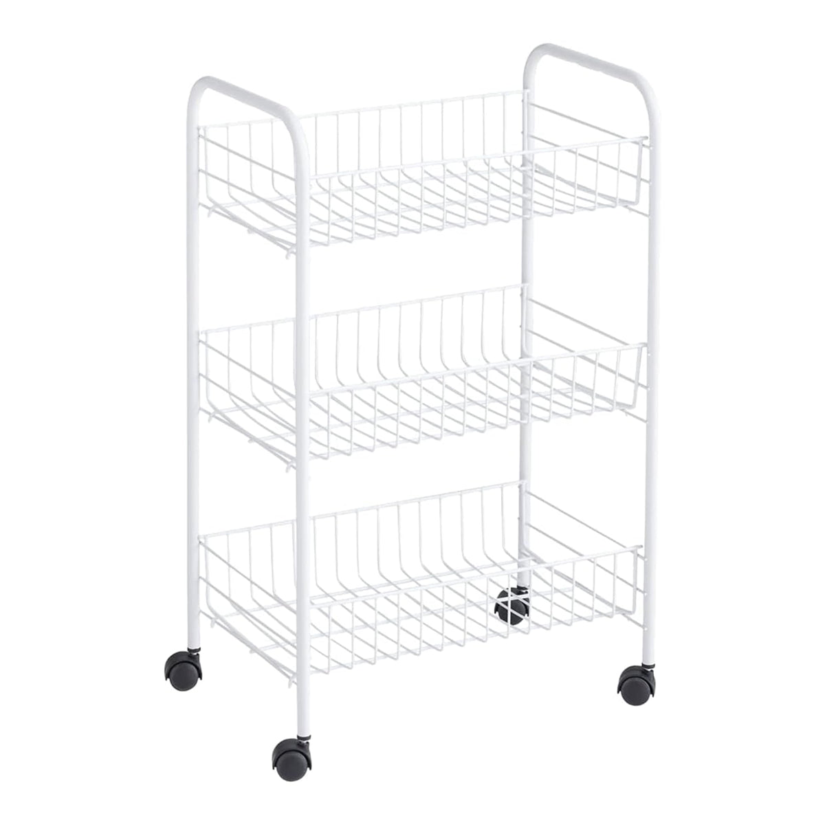 Rubbermaid 3-Tier Wheeled Adjustable Metal Storage Organizer Cart, White