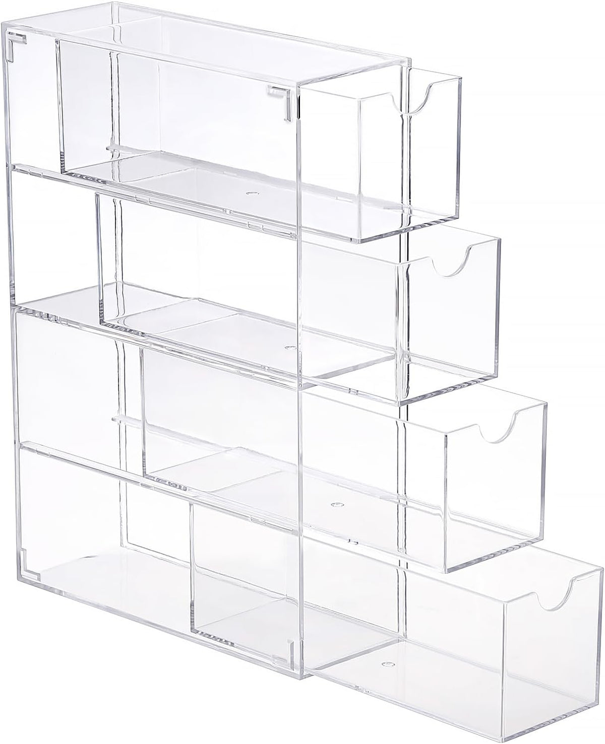 Hipiwe Acrylic Drawer Organizer Sunglasses Case with 4 Pull Out Drawers