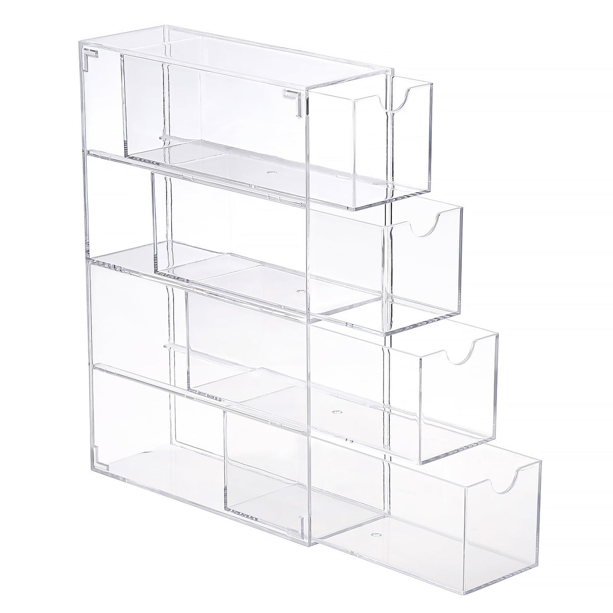 Hipiwe Acrylic Drawer Organizer Sunglasses Case with 4 Pull Out Drawers