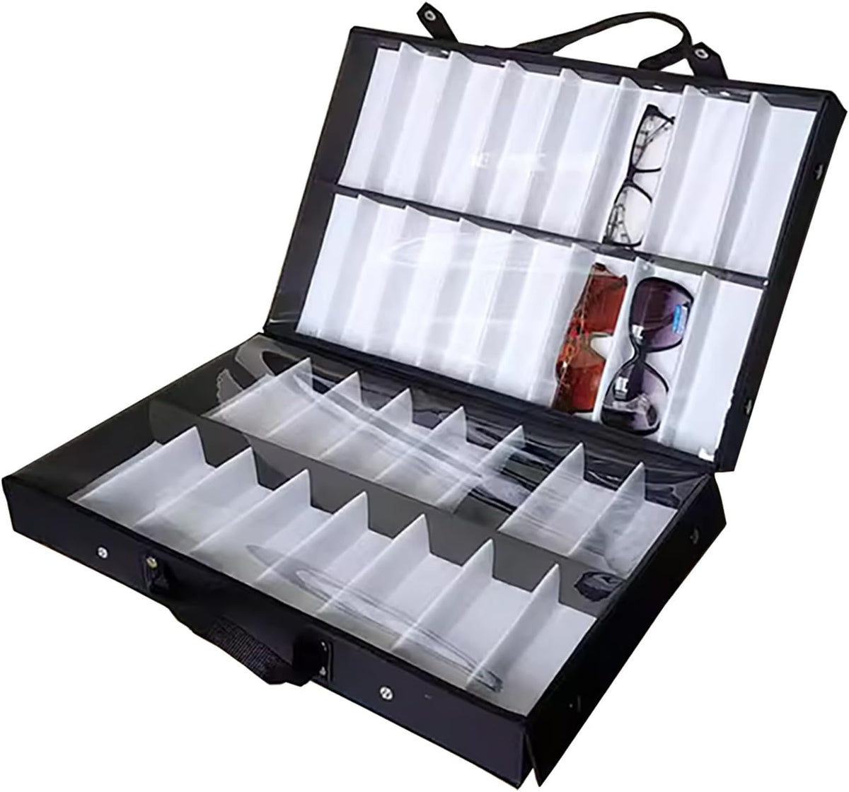 INTSUPERMAI Eyeglasses Storage Organizer 32 Slots Sunglasses Eyeglasses Display Case with Waterproof Dustproof Protection Film Glasses Eyewear Display Case Box for Sunglasses