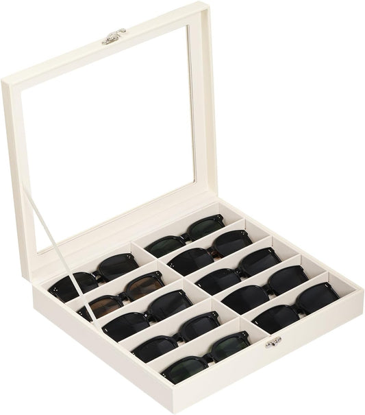 AUTOARK Large Sunglasses Organizer Case,10 Slot,Beige,MKAW-113