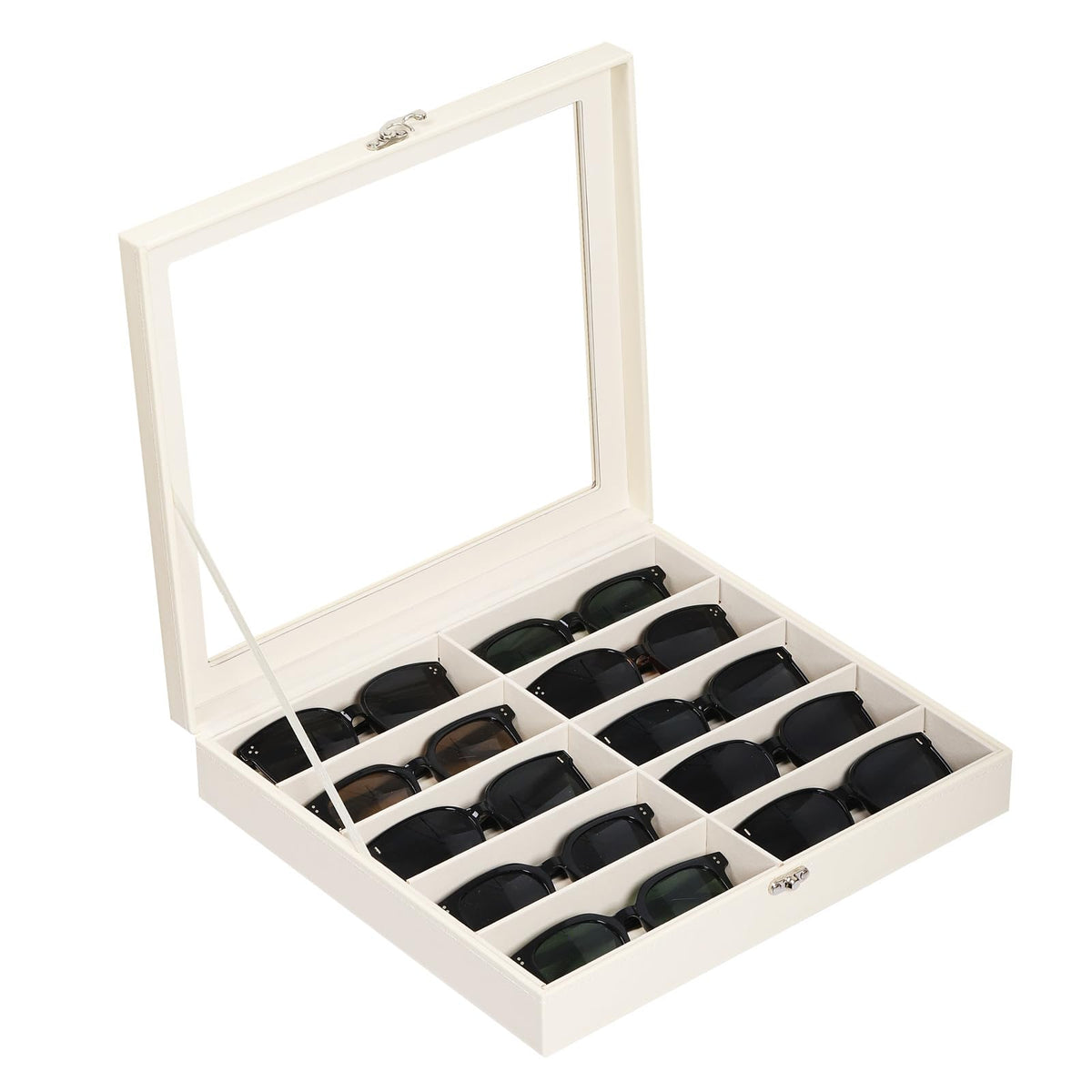 AUTOARK Large Sunglasses Organizer Case,10 Slot,Beige,MKAW-113