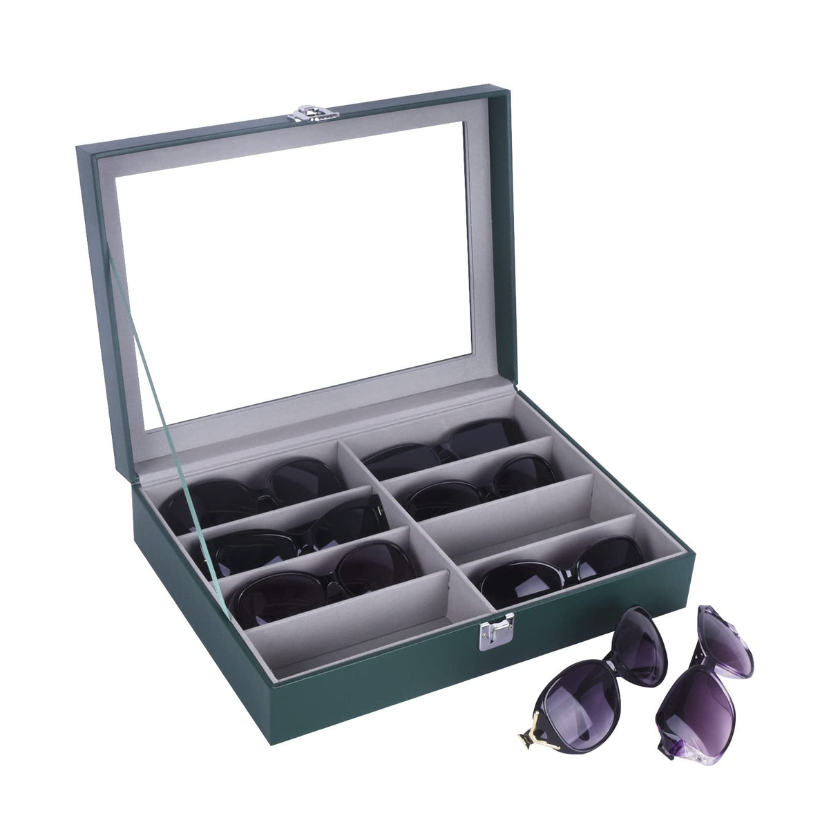 AUTOARK Leather 8 Piece Eyeglasses Storage and Sunglass Glasses Display Case Organizer