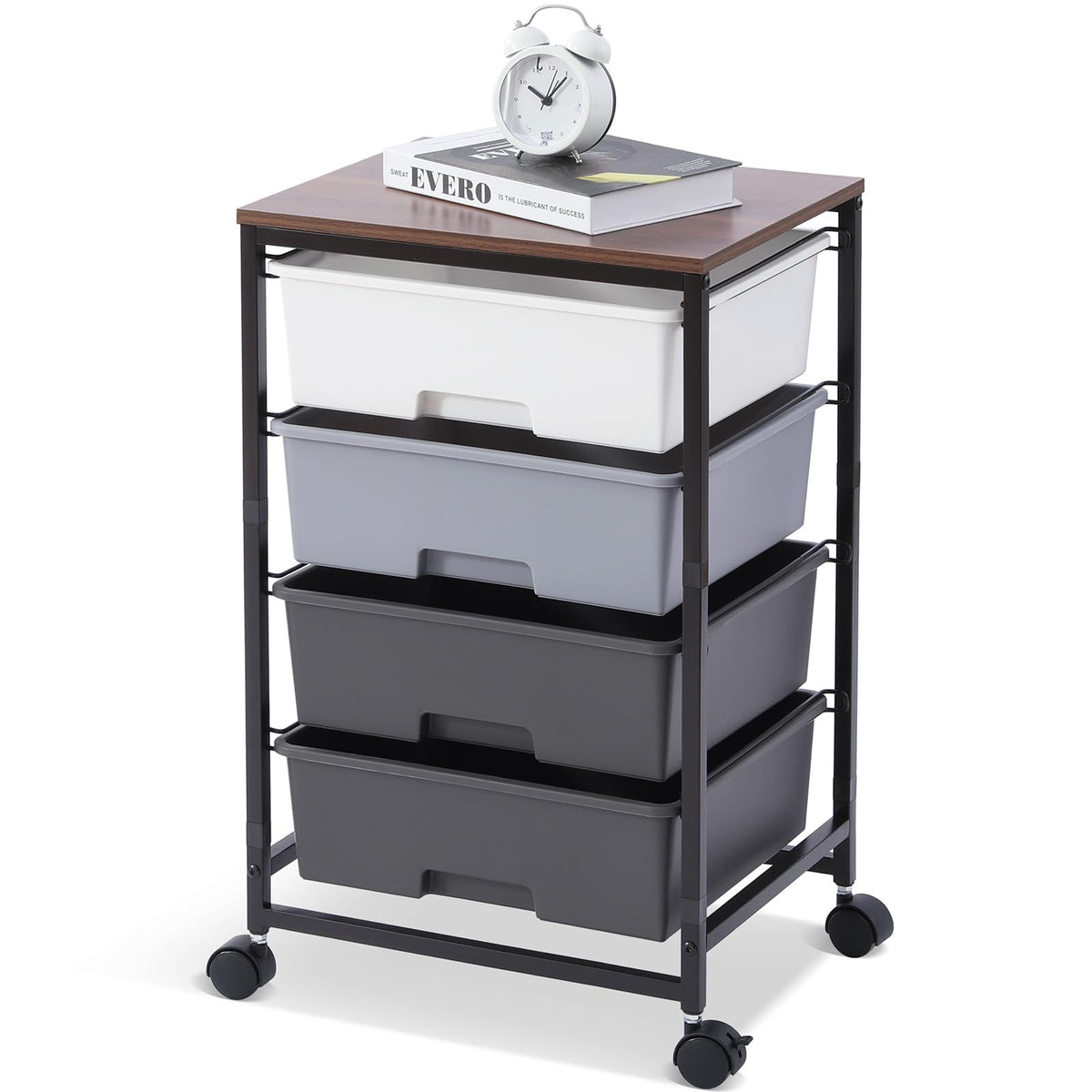 SYKIARIOL Rolling Cart with Drawers, 4-Drawer Utility Cart, Bright White