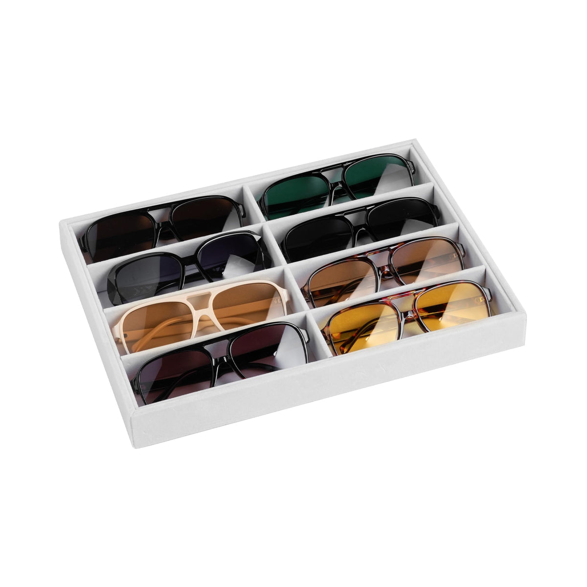 Frebeauty 8-Slot Sunglass Organizer,Velvet Sunglass Holder for Drawer