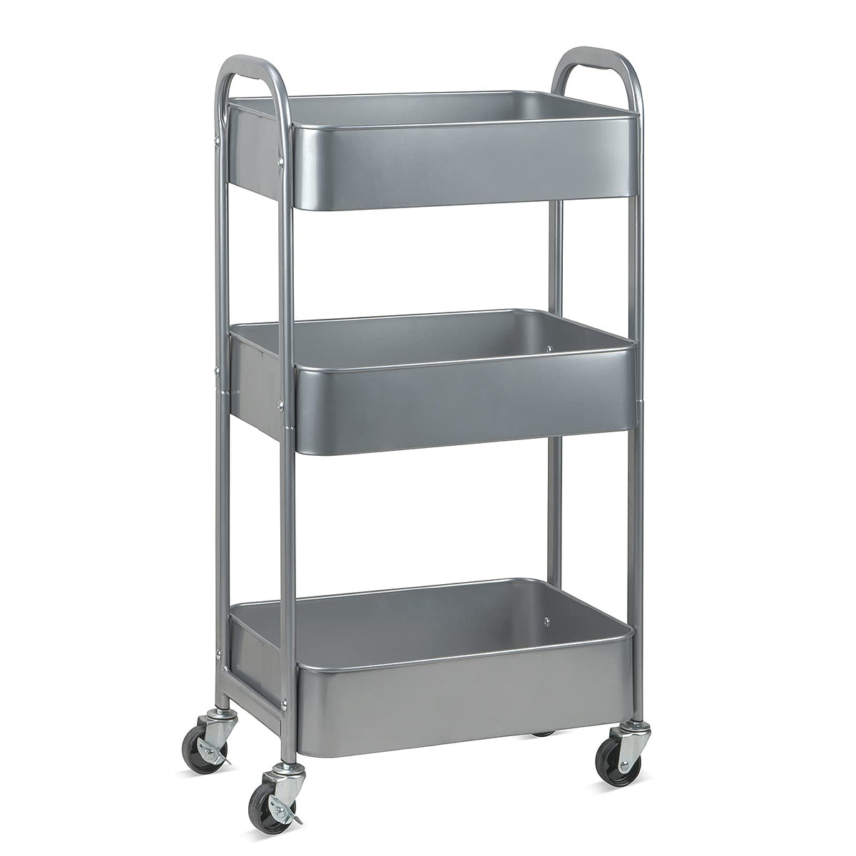 3-Tier Rolling Utility Cart with Caster Wheels Easy Assembly, Black
