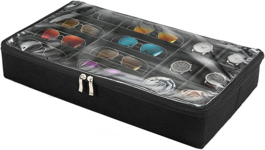Glasses Organizer Box Clear Lid Shade Tray Eyeglass Storage Sunglasses Case
