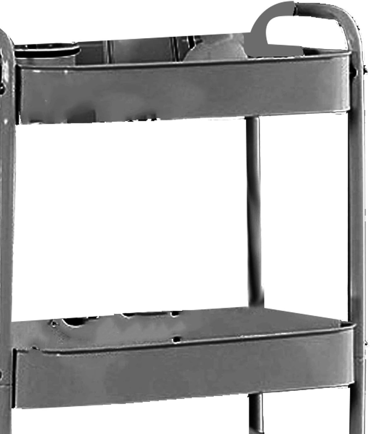3 Tier Utility Rolling Cart, Storage Organizer Trolley with Caster Wheels, Movable Metal Storage Cart for Kitchen Bathroom Bedroom, Carbon Steel Multifunctional Shelving (4 Layers)