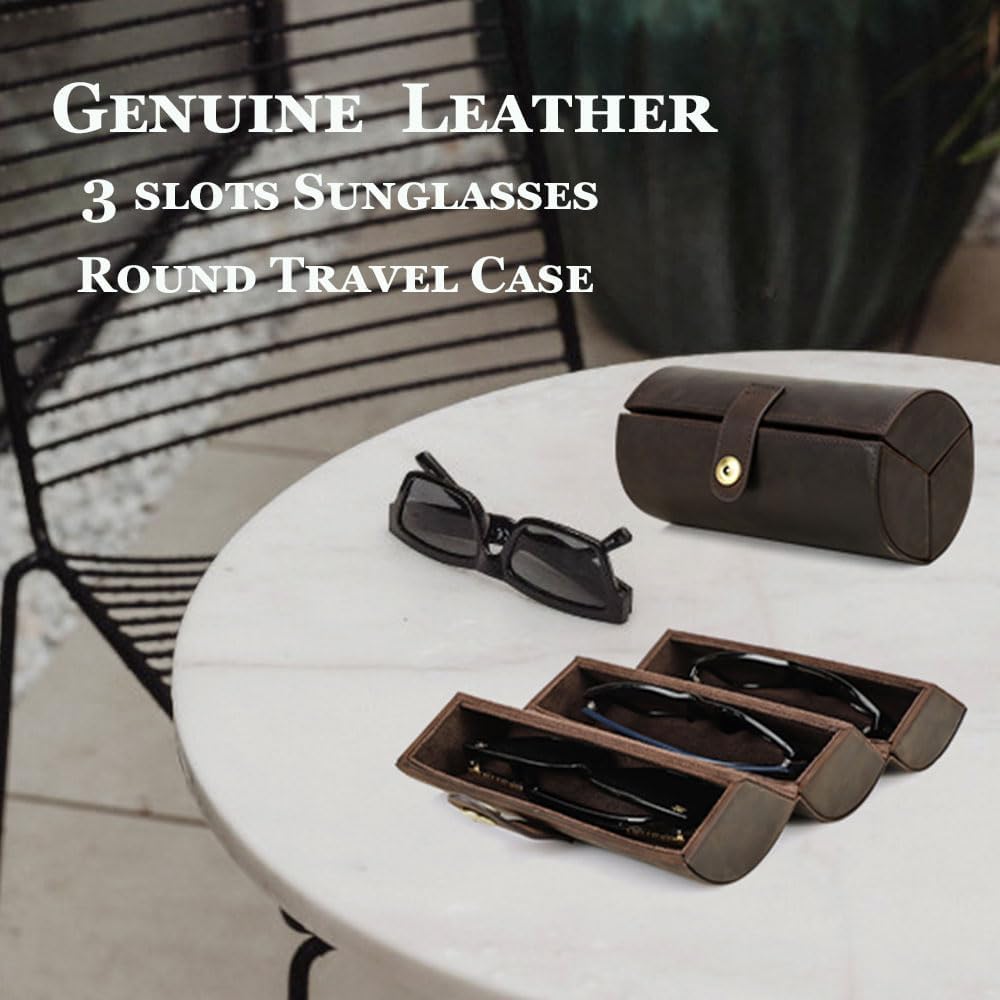 CONTACTS Sunglasses Travel Case Leather Sunglass Organizer for 3