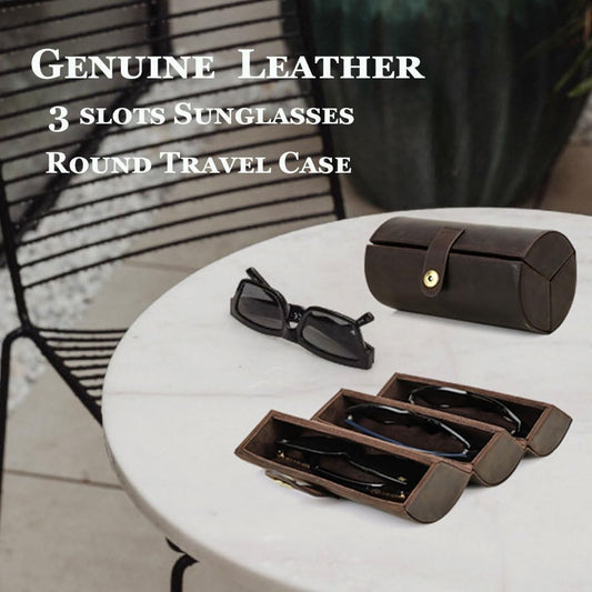 CONTACTS Sunglasses Travel Case Leather Sunglass Organizer for 3