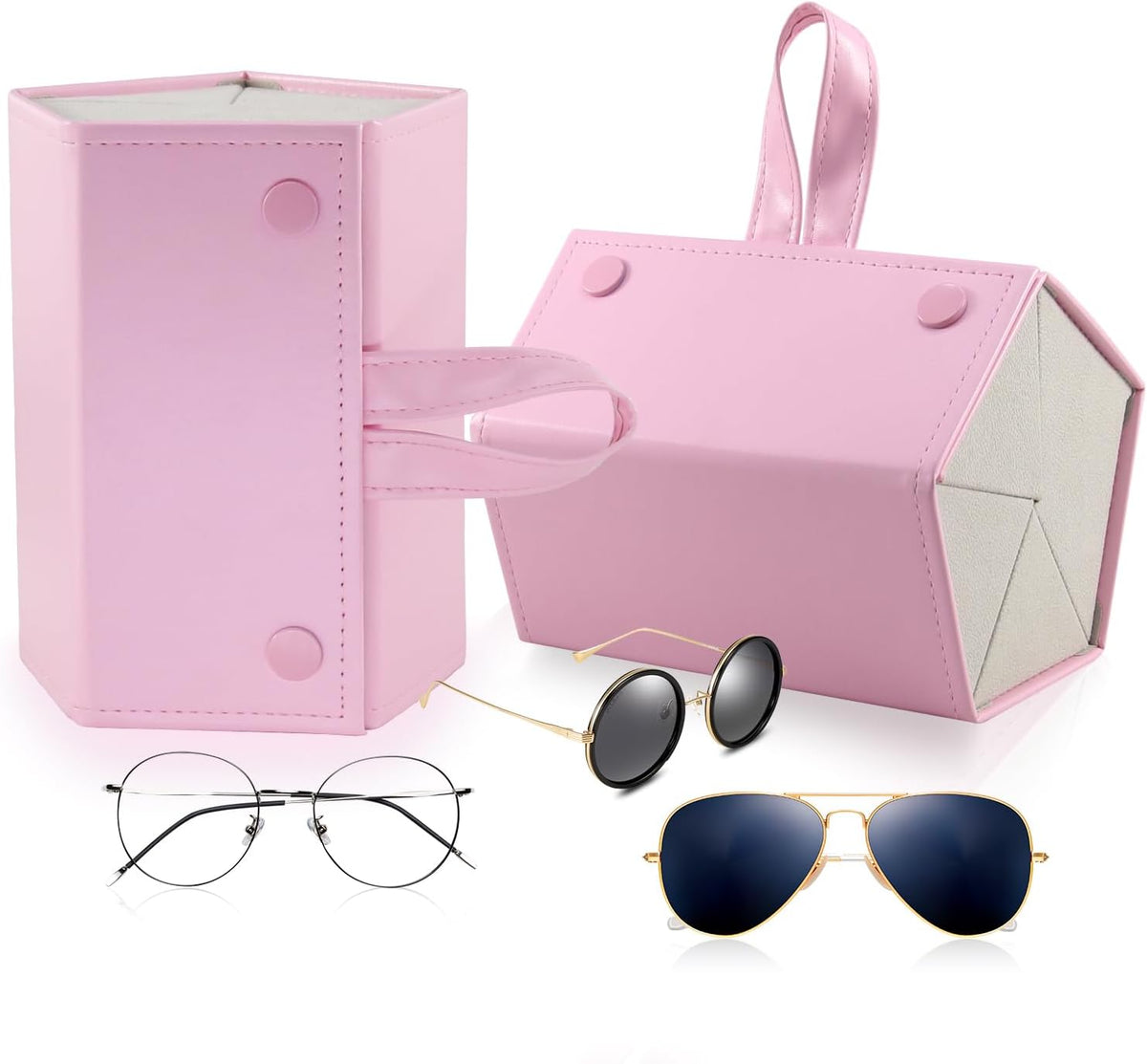 SMARTTOP Sunglass Eyeglass Organizer Collector 5 slot 6 Slot PU Eyeglasses Storage Case Box Multiple Hanging Eyewear Display