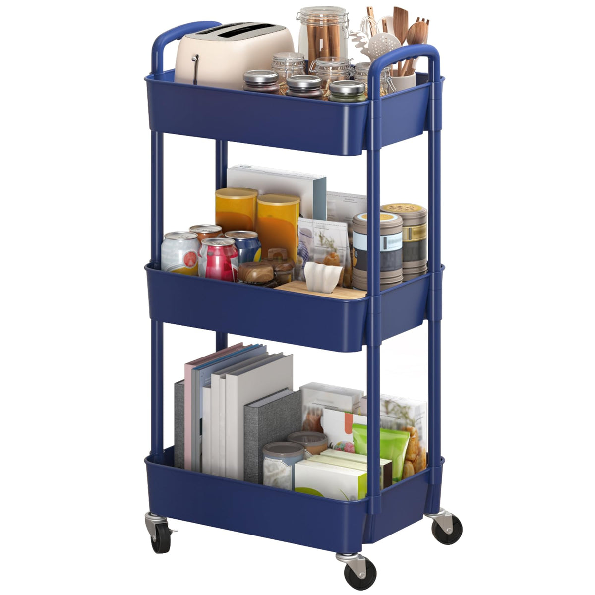 Sywhitta 6-Tier Plastic Rolling Utility Cart with Wheels for Storage,Black