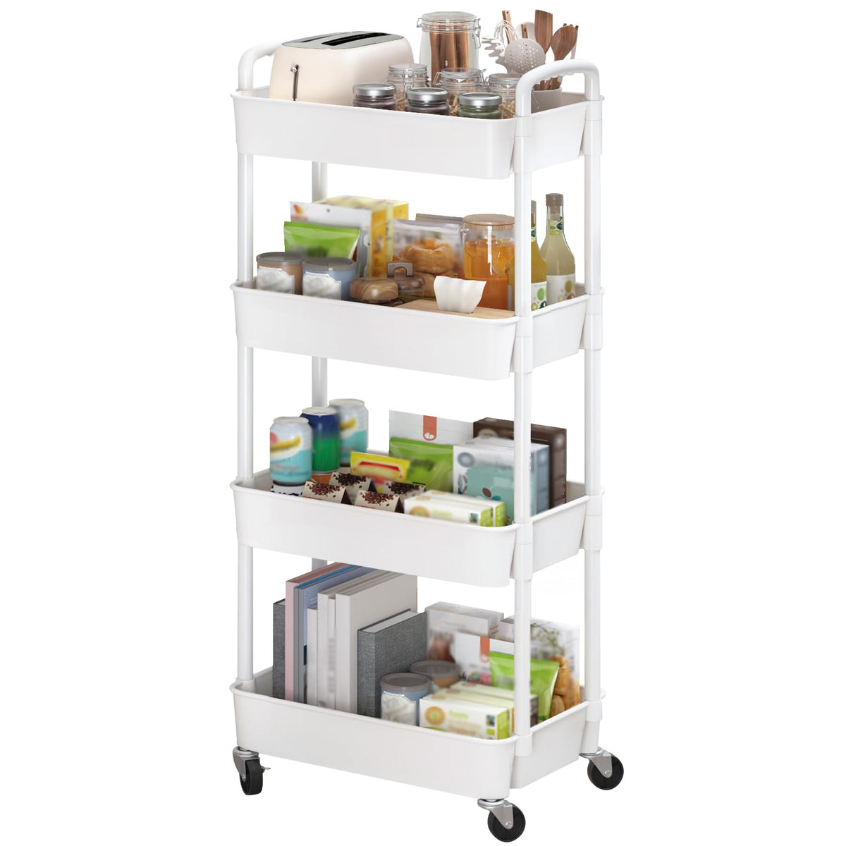 Sywhitta 6-Tier Plastic Rolling Utility Cart with Wheels for Storage,Black