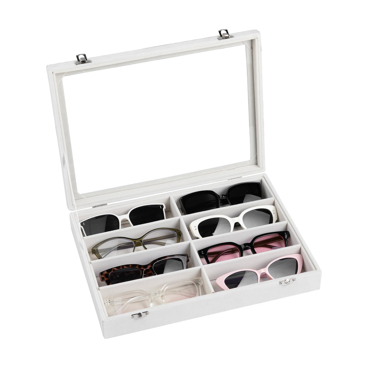 Frebeauty 8-Slot Sunglass Organizer,Velvet Sunglass Holder for Drawer