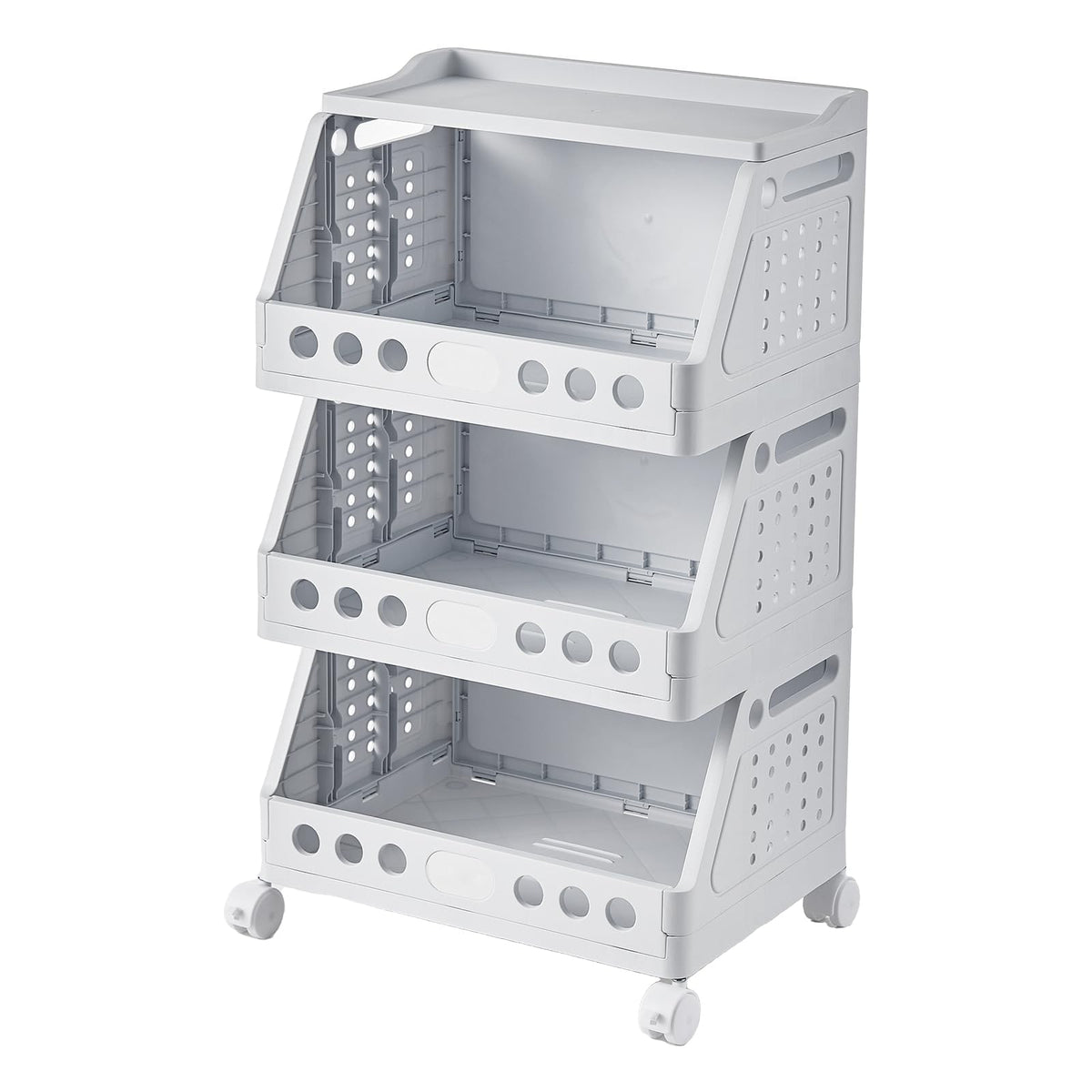 UFORU 4 Tier Rolling Storage Cart,Plastic Open Storage Basket with Wheels