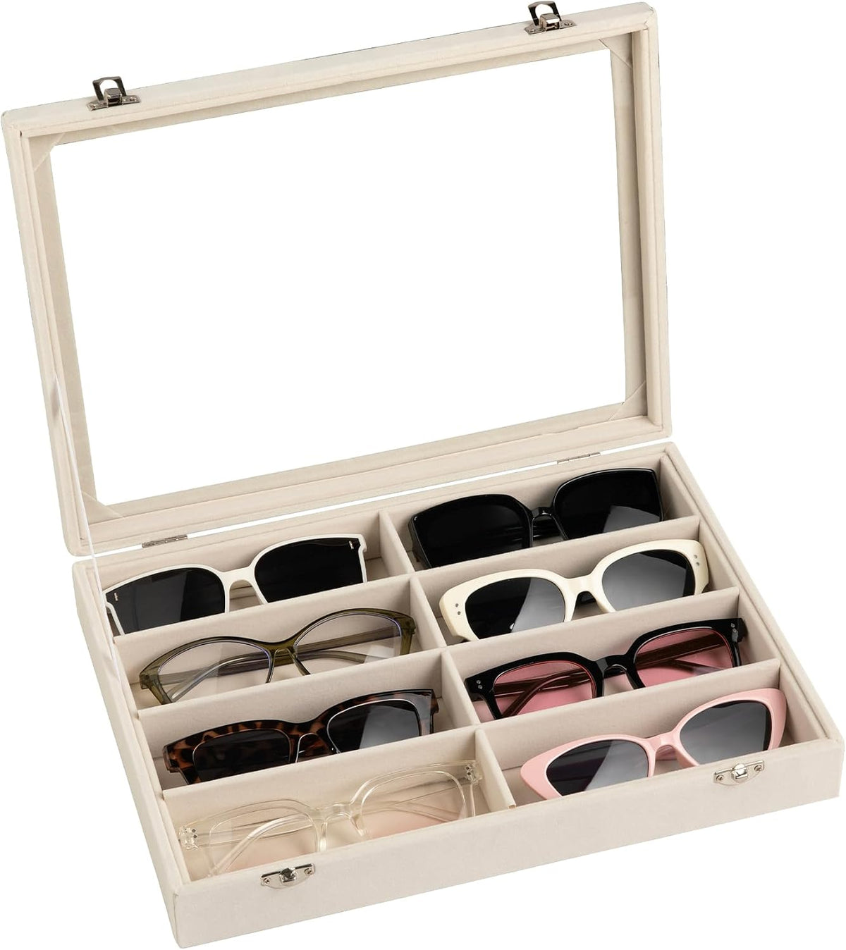 Frebeauty 8-Slot Sunglass Organizer,Velvet Sunglass Holder for Drawer