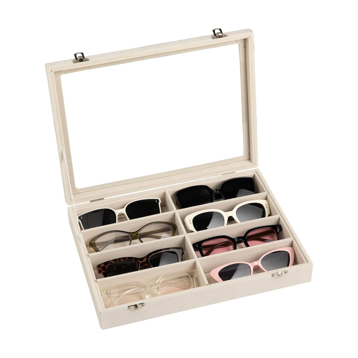 Frebeauty 8-Slot Sunglass Organizer,Velvet Sunglass Holder for Drawer