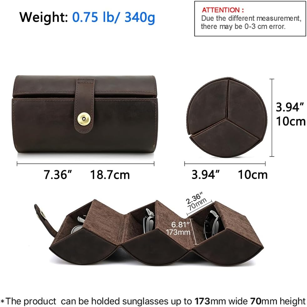 CONTACTS Sunglasses Travel Case Leather Sunglass Organizer for 3