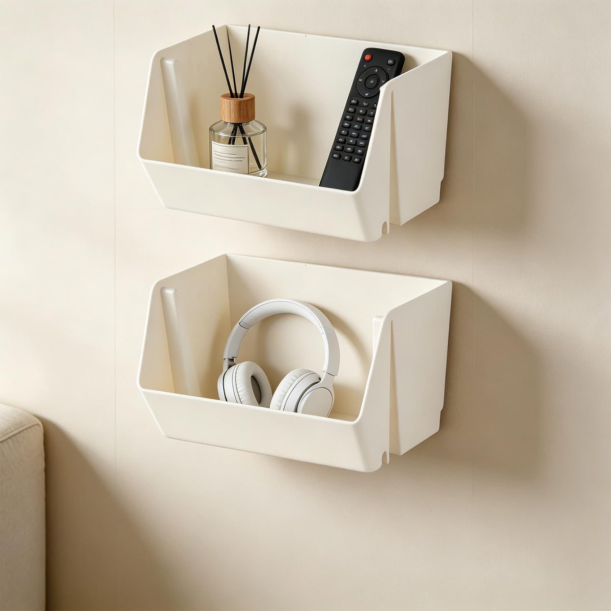 Lae Nuvole Wall Mounted Storage Organizer Bins, Adhesive Baskets 4 Pack