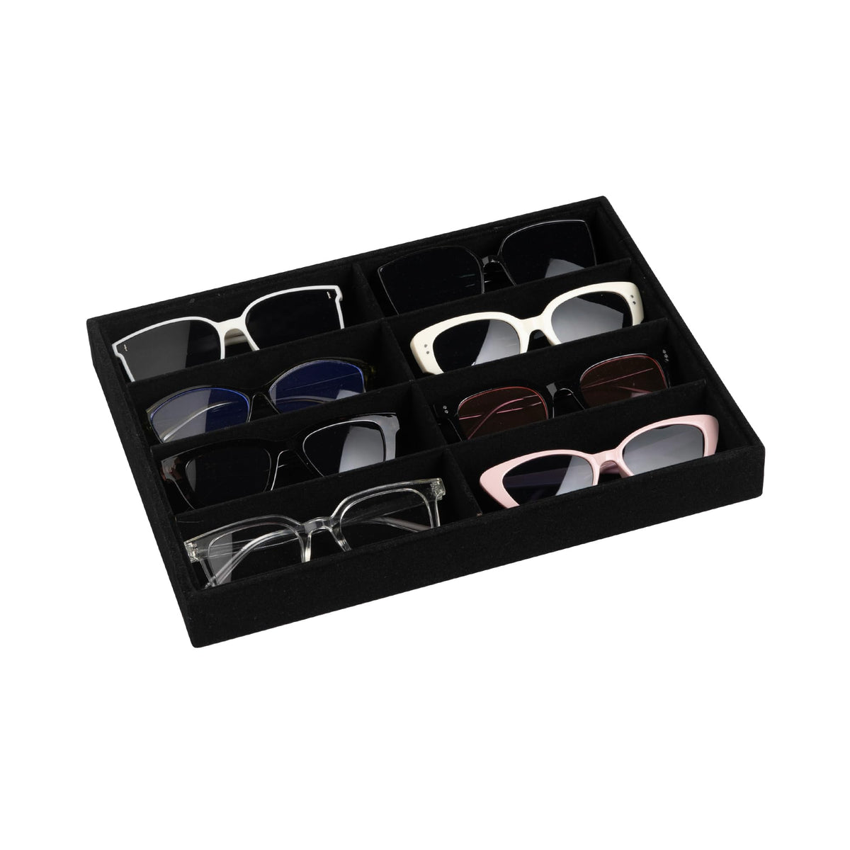 Frebeauty 8-Slot Sunglass Organizer,Velvet Sunglass Holder for Drawer