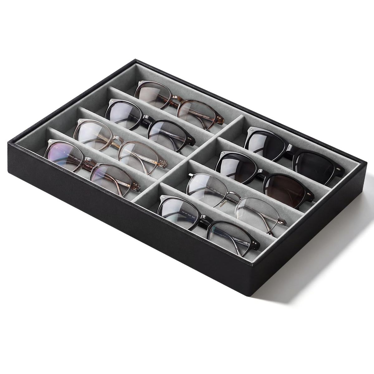 Stratalife 8 Grids Drawer Sunglasses Organizer Tray, Black Velvet
