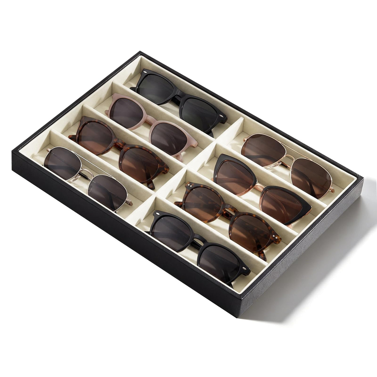 Stratalife 8 Grids Drawer Sunglasses Organizer Tray, Black Velvet
