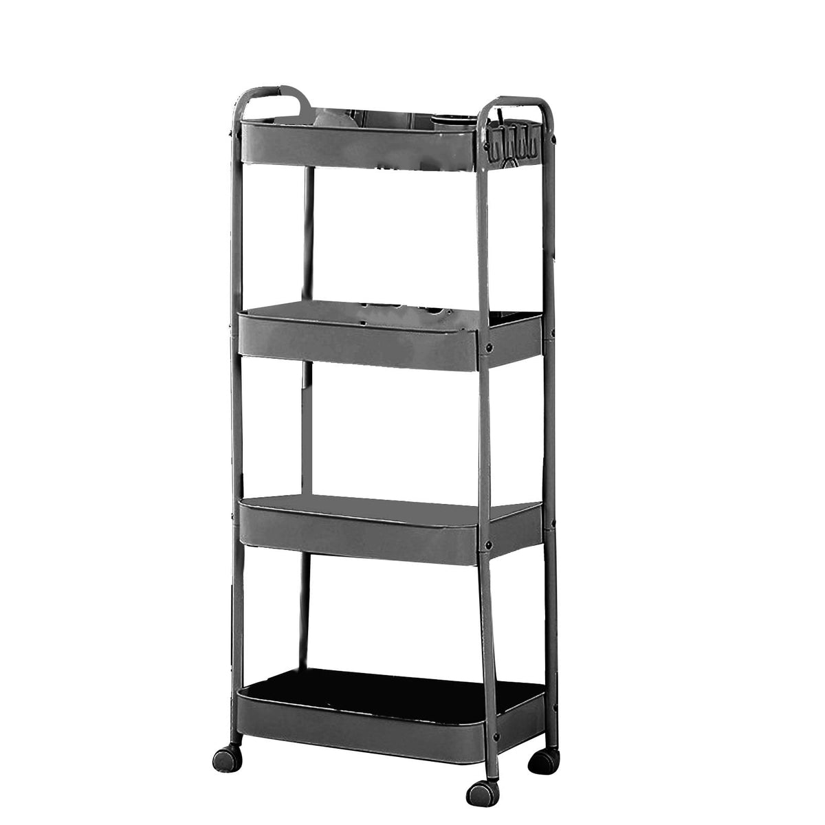 3 Tier Utility Rolling Cart, Movable Storage Organizer Trolley with Caster Wheels, Carbon Steel Multifunctional Shelving Cart for Kitchen Bathroom Bedroom Living Room (3 Layer)