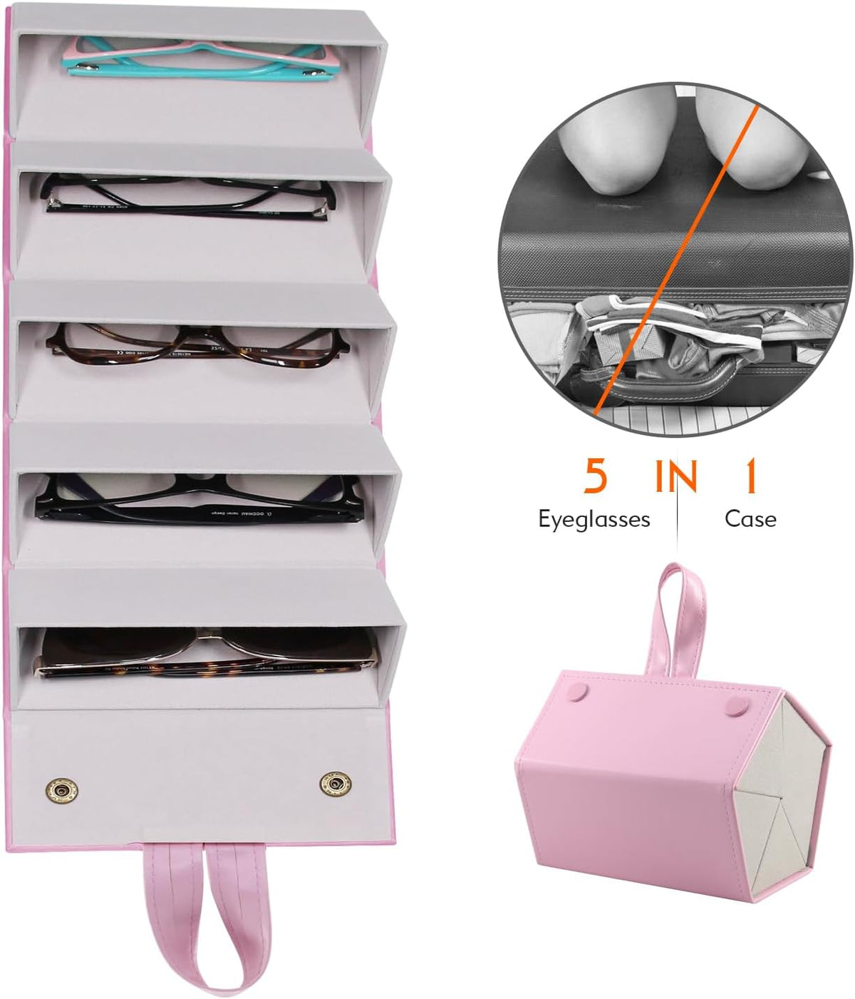 SMARTTOP Sunglass Eyeglass Organizer Collector 5 slot 6 Slot PU Eyeglasses Storage Case Box Multiple Hanging Eyewear Display