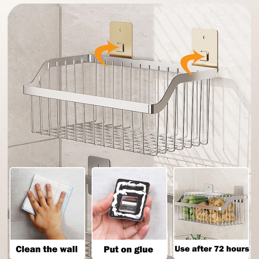 2 Set Fruit Basket for Kitchen, Pantry Kitchen Organizers and Storage, SUS304 Stainless Steel Wire Wall Basket, Onion Potato Vegetable Storage for Countertop Floor Cabinet Shelf