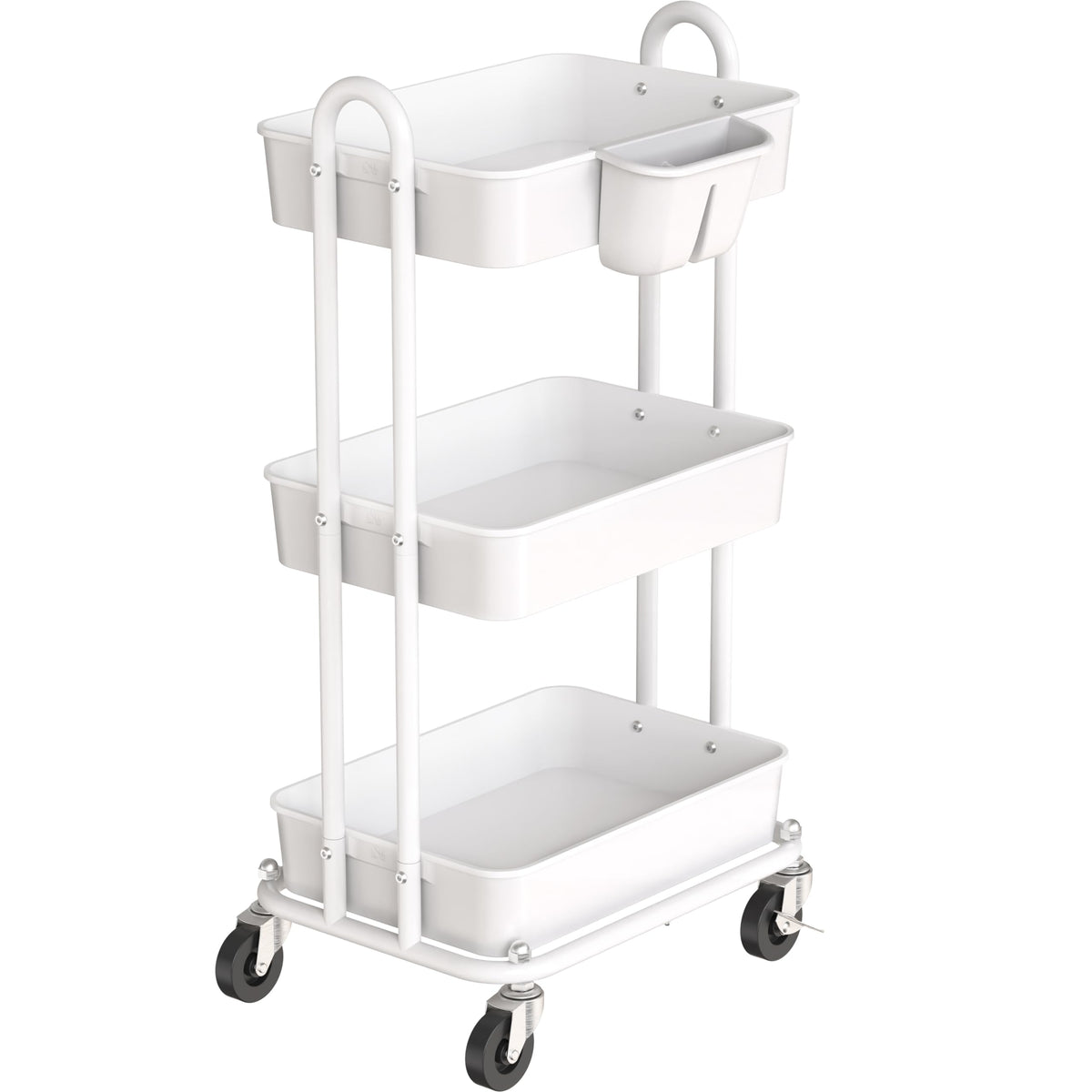 Simple Houseware 4-Tier Rolling Utility Cart with Hanging Bucket, Turquoise