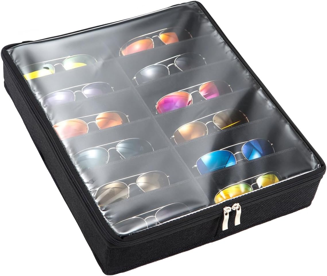Sunglasses Organizer Glasses Case Clear Lid eyeglass Storage Box shade Tray