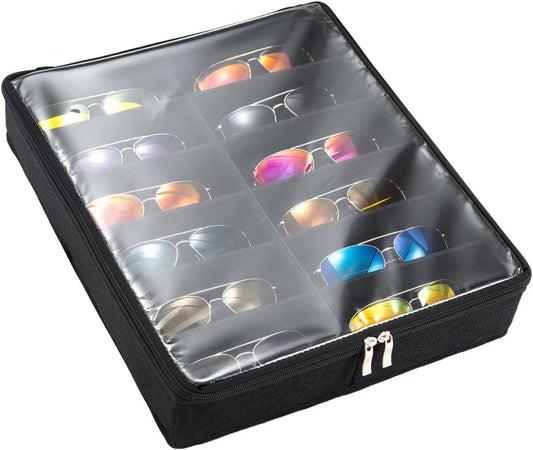 Sunglasses Organizer Glasses Case Clear Lid eyeglass Storage Box shade Tray