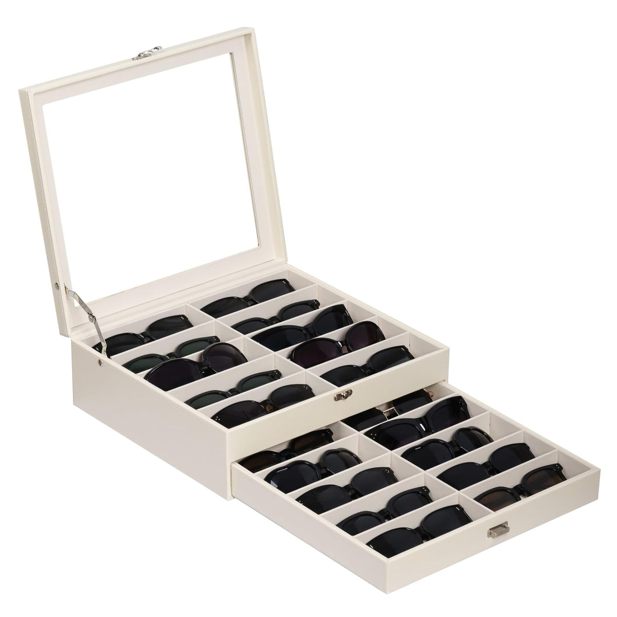 AUTOARK Large Sunglasses Organizer Case,10 Slot,Beige,MKAW-113
