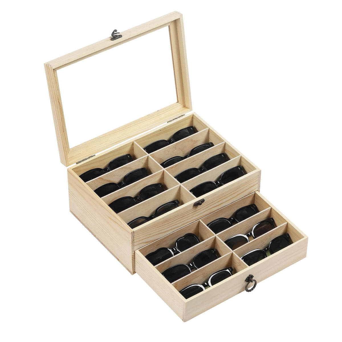 AUTOARK Leather 16 Piece Eyeglasses Storage Case Organizer,White,AW-151
