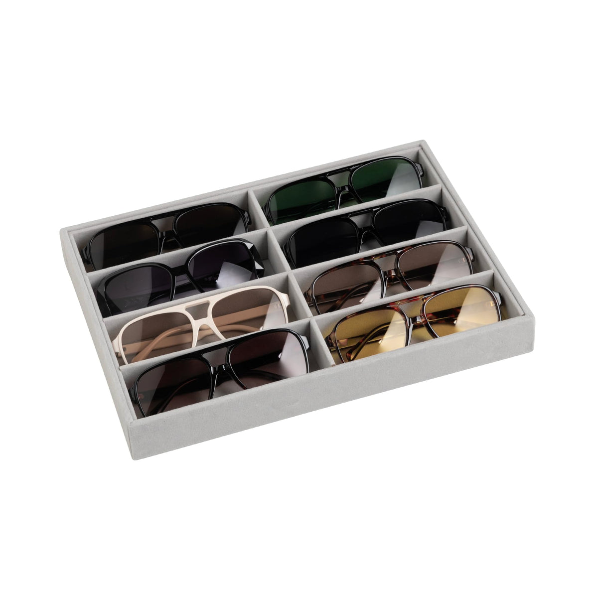 Frebeauty 8-Slot Sunglass Organizer,Velvet Sunglass Holder for Drawer